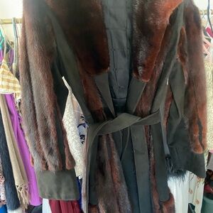 Luxurious Black and Brown Fur-Trimmed Women's Cape